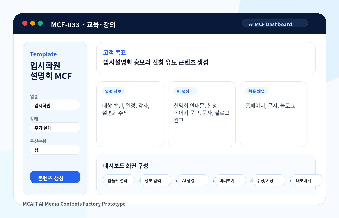 입시학원 설명회 MCF AI MCF 프로토타입 이미지