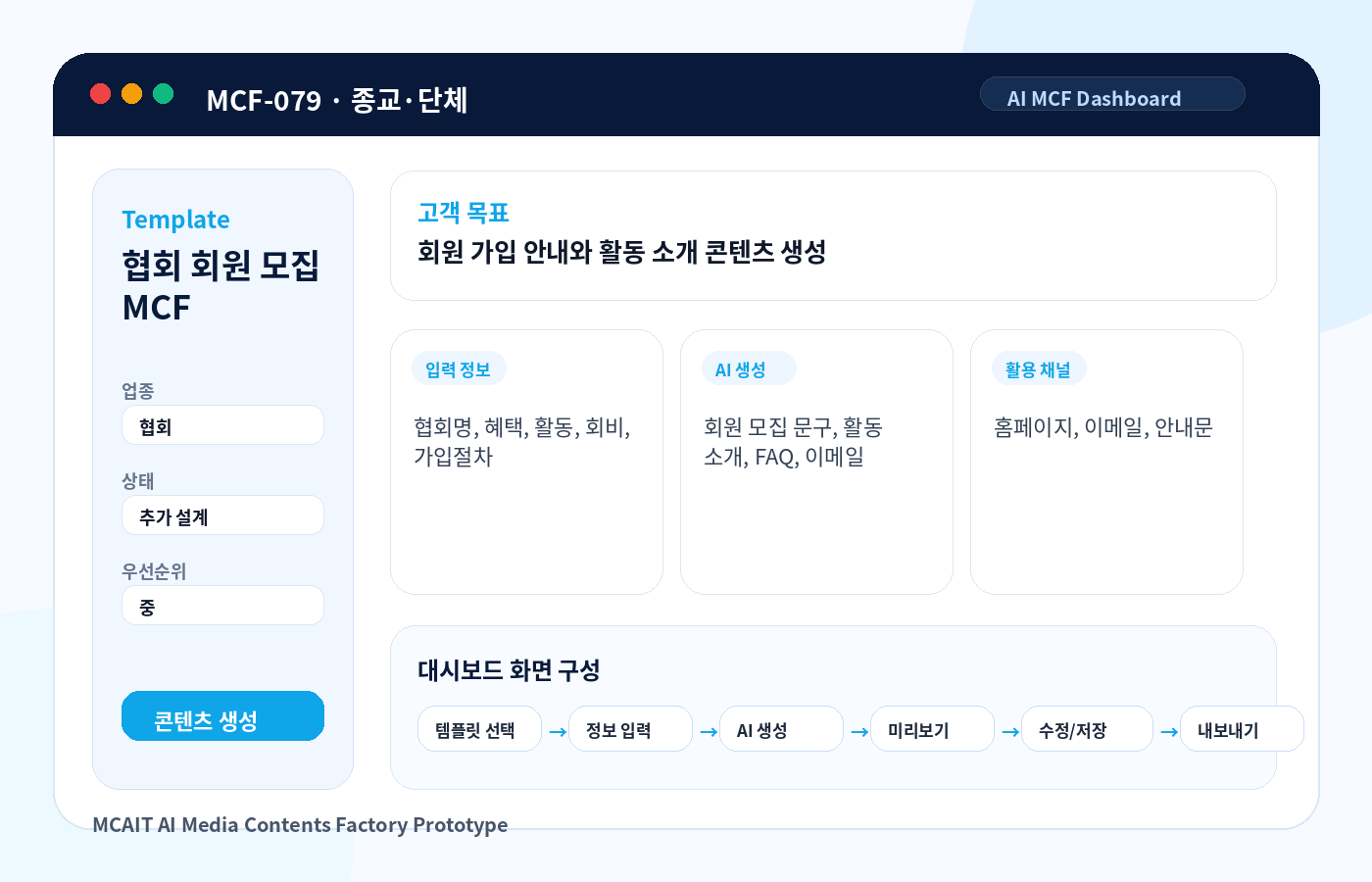 협회 회원 모집 MCF AI MCF 프로토타입 이미지
